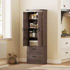 HOMCOM 67" H Tall Kitchen Pantry Cabinet with Adjustable Shelves - Espresso-Two 3-level adjustable shelves offer customizable storage 