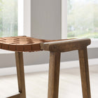 Modway Saoirse Faux Leather Wood Counter Stool - Walnut Brown - Set of 2-Footrest and Side Supports