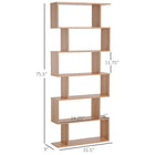 HOMCOM 6-Tier Geometric Wooden Bookcase - Natural Wood-Supports a weight capacity of up to 11 lb per tier 