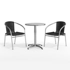 Table ronde en aluminium de 23,5 po avec 2 chaises en rotin noir, intérieur/extérieur (TLH-ALUM-24RD-020BKCHR2-GG)-6