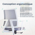 MotionGrey - Chaise de bureau ergonomique AeroMesh - Dossier en maille respirante avec accoudoirs réglables - Blanc-5