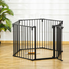 PawHut Pet Safety Playpen Room Divider - Black-Material: Steel, Plastic