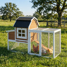 PawHut - Poulailler 71 po pour 3 poules, poulailler en bois avec enclos-Le grillage anti-prédateurs et le cadre stable assurent la sécurité de votre basse-cour 