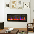 HOMCOM 50" Electric Wall Fireplace with Eco Mode - 1500 W-Offers recessed, wall-mounted, or freestanding options for versatile placement, supportive feet included