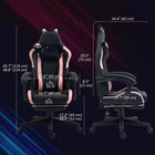 HOMCOM - Chaise de jeu inclinable en similicuir avec repose-pieds, soutien lombaire et appui-tête - noir-Repose‑pieds rétractable pour surélever les pieds en position inclinée