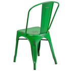 Flash Furniture Distressed Green Metal Indoor-Outdoor Stackable Chair-Curved Back with Vertical Slat