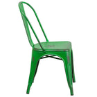 Flash Furniture Distressed Green Metal Indoor-Outdoor Stackable Chair-Stacks up to 8 Chairs High