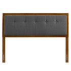 Modway Draper Tufted Fabric and Wood Full Headboard - Walnut Charcoal-Button Tufted