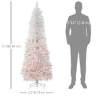 HOMCOM - Sapin de Noël artificiel 6' avec base en métal - rose et blanc-Construction à charnière/conception en sections/branches s'ouvrant automatiquement pour une installation rapide 