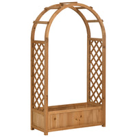 Outsunny Raised Garden Bed with Arch Trellis - Brown-Designed for climbing plants, vines, or hanging pots
