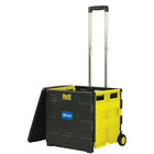 BAZIC Products - Chariot pliant sur roues avec couvercle, 16 po x 18 po x 15 po, Jaune-Parfait pour transporter des livres, du papier, des objets personnels, des dossiers et même des courses.