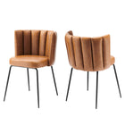 Modway Virtue Vegan Leather Dining Chair - Black/Tan - 2 Pack-Retro Dining Chair Set