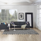 Modway Alika Abstract Diamond Trellis Area Rug - 8 ft W x 10 ft L - Black/White-Tight Low Pile Weave