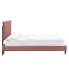Modway Current Performance Velvet Twin Platform Bed with Wood Legs and Gold Sleeves - Dusty Rose-Bed Frame Weight Capacity: 800 lb