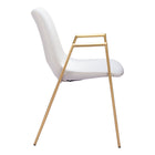 Zuo Desi Dining Chair - White/Gold - Set of 2-Dimensions: 23.2" L x 21.7" W x 32.5" H