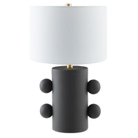 Hudson&Canal - Lampe de table Jurrah en céramique de 50 cm de haut avec abat-jour en tissu - Noir mat/blanc-Design moderne pour votre salon, votre espace de travail ou votre table de chevet
