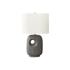 Monarch Specialties 26" H Contemporary Table Lamp - Dark Grey Ceramic / Ivory / Cream Shade-Contemporary 26"h table lamp featuring a sleek dark grey ceramic base with a stylish cut-out design, perfectly blending modern aesthetics with functionality to brighten up any living room, office, or bedroom