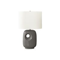 Monarch Specialties 26" H Contemporary Table Lamp - Dark Grey Ceramic / Ivory / Cream Shade-Contemporary 26"h table lamp featuring a sleek dark grey ceramic base with a stylish cut-out design, perfectly blending modern aesthetics with functionality to brighten up any living room, office, or bedroom