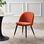 Modway Cordial Performance Velvet Dining Chairs - Orange - 2 Pack-Matte Black Metal Legs