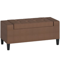 HOMCOM Storage Bench with Ottoman - Brown-Classic appearance storage ottoman could match with most styles of house;