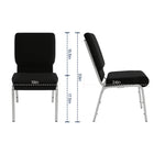 Flash Furniture HERCULES Series 18.5"W Stacking Church Chair in Black Fabric - Silver Vein Frame-Book Pouch on Back