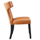 Modway Curve Vegan Leather Dining Chair - Tan-Solid Wood Legs