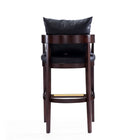 Manhattan Comfort - Ritz tabouret de bar moderne du milieu du siècle de 22 po en similicuir noir et noyer foncé, lot de 2-Livré chez vous entièrement assemblé ! Aucun assemblage requis