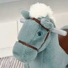 Qaba - Cheval à bascule en peluche sur rockers en bois - bleu-Renforce les muscles du tronc et des bras, aide également à améliorer l’équilibre 