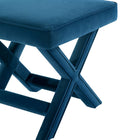 Manhattan Comfort - Manhattan Comfort abigail banc ottoman tapissé en velours bleu style milieu du siècle de 20,47 po-Jambes croisées en X élégantes