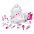Melissa & Doug - Ensemble salon de beauté en bois (coiffeuse et accessoires, 18 pièces, 39x 30 x 15 cm (H x l x L), excellent cadeau pour les filles et les garçons - jouet idéal pour les enfants de 3, 4, 5 ans et plus)-Faire semblant de maquillage : rouge à lèvres, 2 flacons de vernis à ongles, fard à joues, pinceau de maquillage, fard à paupières, applicateur