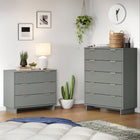 Manhattan Comfort Granville Modern Dresser and Chest Set - Light Grey-Recommended for up to 35 inch TV.