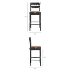 Modway Jax Oak Wood Bar Stool With Wavy Razor Back and Cushion - Black Cocoa-Wavy Razor Back