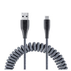 LOGiiX Piston Connect Coil USB-A to USB-C - Grey-Extendable 1.8m (~5.9ft) coil cable for charging USB Type-C devices