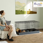 PawHut 24" H Small Pet Cage with Removable Top, 2 Separate Areas, Waterproof Bottom Liner, Ramp and Perch-Removable top for easy conversion and cleaning 