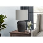 Monarch Specialties 17" H Contemporary Table Lamp - Black Ceramic / Grey Shade-Insert up to a 60W standard bulb (not included) and enjoy the convenience of an easy on/off turn knob switch, allowing you to effortlessly control the light to create the perfect atmosphere