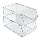 Azar - Grand bac de rangement étroit en plastique Displays - Transparent - Paquet de 4-La structure empilable maximise l'espace de rangement vertical