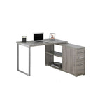 Monarch Specialties - 7134 Bureau - Taupe Fonce En Coin Droit Ou Gauche-Ce bureau d'ordinateur polyvalent en forme de L avec des options d'installation à gauche ou à droite est parfait pour le bureau à domicile moderne avec son style à la mode.