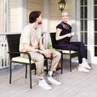Outsunny - ensemble de mobilier de patio 3 pièces avec chaises empilables - coussin lavable - dessus en verre trempé-Les coussins à rembourrage doux sur les chaises augmentent le confort 
