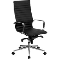 Nicer Interior Ribbed Group Style High Back Desk Chair - Black-Features a high-back design and modern styling for a professional look.  