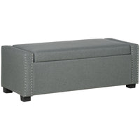 HOMCOM Modern Upholstered Flip Top Storage Ottoman Bench - Light Grey-Neutral fabric fit right in with the mix and match decor