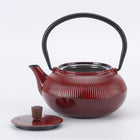 Minimal Enamelled Cast Iron Teapot - Line Red - 0.6 L-Distributes heat evenly, maintains temperature longer