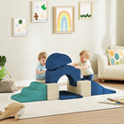 Qaba - Ensemble de jeux doux pour bébé, ensemble de blocs d’escalade en mousse - bleu marine - ensemble de 7-Housse en velours doux et mousse dense pour un jeu doux et sécurisé 