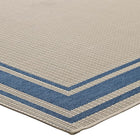 Modway Rim Solid Border Indoor/Outdoor Area Rug - 5 ft W x 8 ft L - Blue/Beige-High Density / Machine-Woven