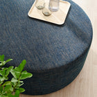 Modway - Callum Gros tissu rond tissé de 38" en bruyère Rembourré Ottoman - Heathered Weave Azure-Glissements au pied sans marquer