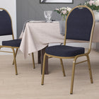 Flash Furniture – Chaise banquet empilable à dossier en dôme, siège en tissu bleu 2,5po, armature dorée (FDC03AGH203774)-Siège et dossier rembourrés