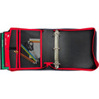 Hilroy 2" 3 Ring Pandora Zipper Binder - Red/Black-Durable Construction - Designed for Everyday use at school, work or home