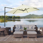 Outsunny 8.5' Offset Patio Umbrella with 360° Rotation - Beige-A vented canopy helps it stay stable against the wind