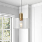 Hudson&Canal Henri 10" Wide Pendant with Glass Shade - Brass/Clear-Rated for one 60W incandescent bulb - 9W LED bulb, 13W fluorescent (CFL) bulb, or 9W self-ballasted LED bulb, E26-base bulb, Bulb not included