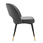 Modway Rouse Performance Velvet Dining Side Chairs - Charcoal - 2 Pack-Mid-Century Modern Design