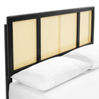 Modway Kelsea Cane and Wood Full Platform Bed with Angular Legs - Black-Weight Capacity: 600 lb